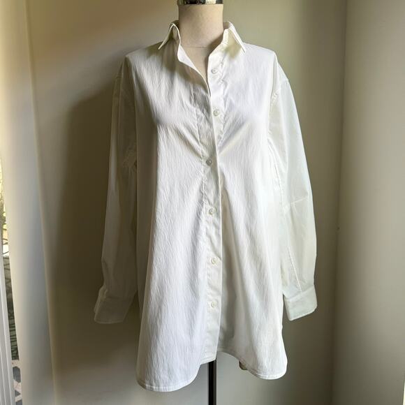 Athleta White Oversized Button Down Shirt XS - Picture 3 of 10